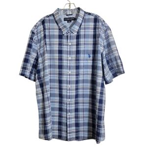 U S. Polo Assn men's button down short sleeve plaid shirt size 3XL